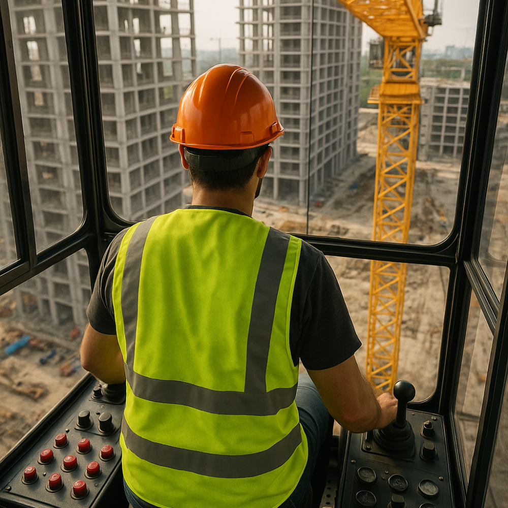 Operario de grúa en construcción Operario de grúa en construcción